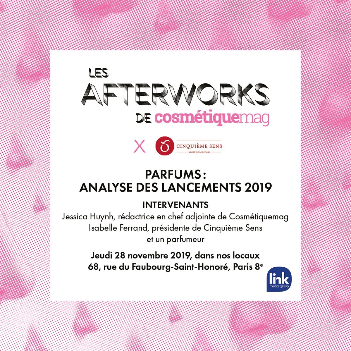 Cosmetiquemag's tweet photo. 🔎 Afterwork #Parfums : analyse des lancements 2019
Découvrez en avant-première le décryptage des #tendancesolfactives des parfums sortis en 2019, dossier à retrouver dans notre numéro de décembre.
📍68, rue du Faubourg Saint Honoré, Paris 8
⏰ 28 nov
🔗 https://t.co/b8VFmIzxTU https://t.co/v6QJrJTFsC