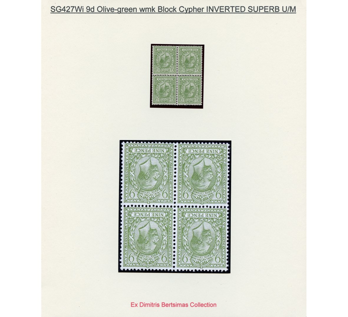 bloxhamstamps's tweet photo. M205396 - SG427Wi 9d Olive-green wmk Block Cypher INVERTED SUPERB U/M Block https://t.co/RwPSkymqcj
#Philately #StampCollecting #BritishStamps #Stamps #KGV #BlockCypher https://t.co/mJkJ275A4N