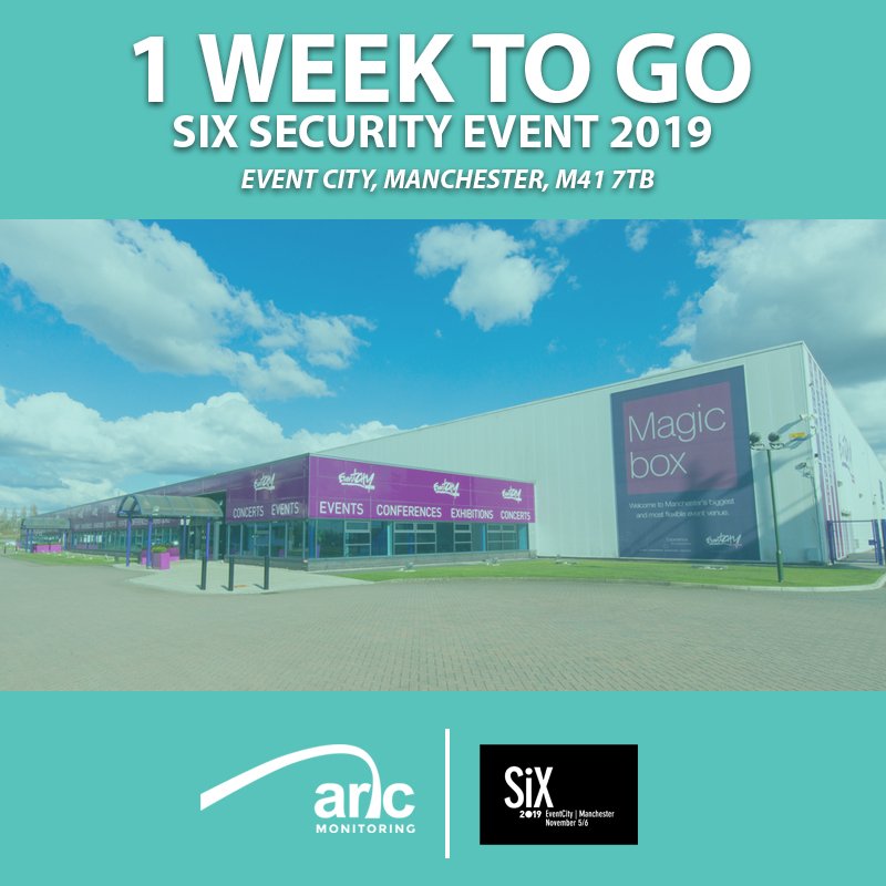 It's now only 1 week to go until <a href="/sixexhibition/">Six Security Event</a> 2019 in Manchester. 

Find us on Stand D1 at EventCity Limited on 5th &amp; 6th November. 

Register for FREE today here 👉 ow.ly/Lg2k50wEPjW 

#six2019 #securityevent #cctvmonitoring #alarmmonitoring #securityinstallers