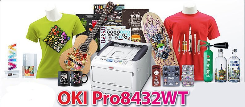 themagictouch's tweet photo. Print all this &amp; so much more with the #OkI Pro 8432WT...Combined with #TheMagicTouch range of #transferpapers &amp; our #SpaceControl software....The best option to print with #WhiteToner in A3 format, combining the high definition of colour LED Printing with White Toner Technology. https://t.co/PUz1ImIwj2