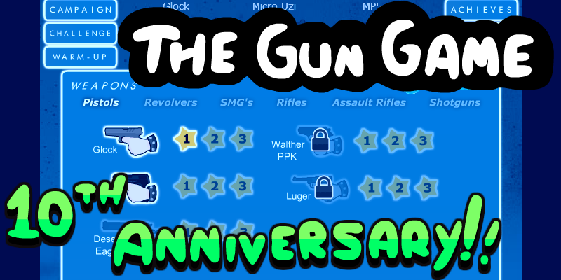 It's been a whole decade since I released THE GUN GAME on <a href="/Newgrounds/">Newgrounds.com</a> - this game literally changed my life and I still meet random people who know this from when they were younger. Take a trip down memory lane here! newgrounds.com/portal/view/51… #thegungame #indiegames #2009