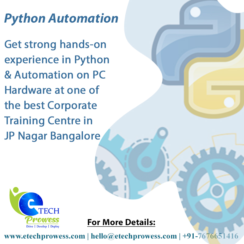 EtechProwess's tweet image. .
For More Details: etechprowess.com
or Call on: +91-7676651416
#PythonprogrammingcourseinBangalore
#PythonprogrammingtutorialinBangalore
#PythonprogrammingcourseinJPnagar
#PythonprogrammingtutorialinJpNagar
#PythonautomationtestingtraininginJPnagar