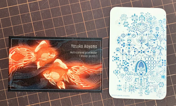 秋冬の通販用カード。右の角丸の方は、メッセージ用のカードとして次の通販から同封します。 