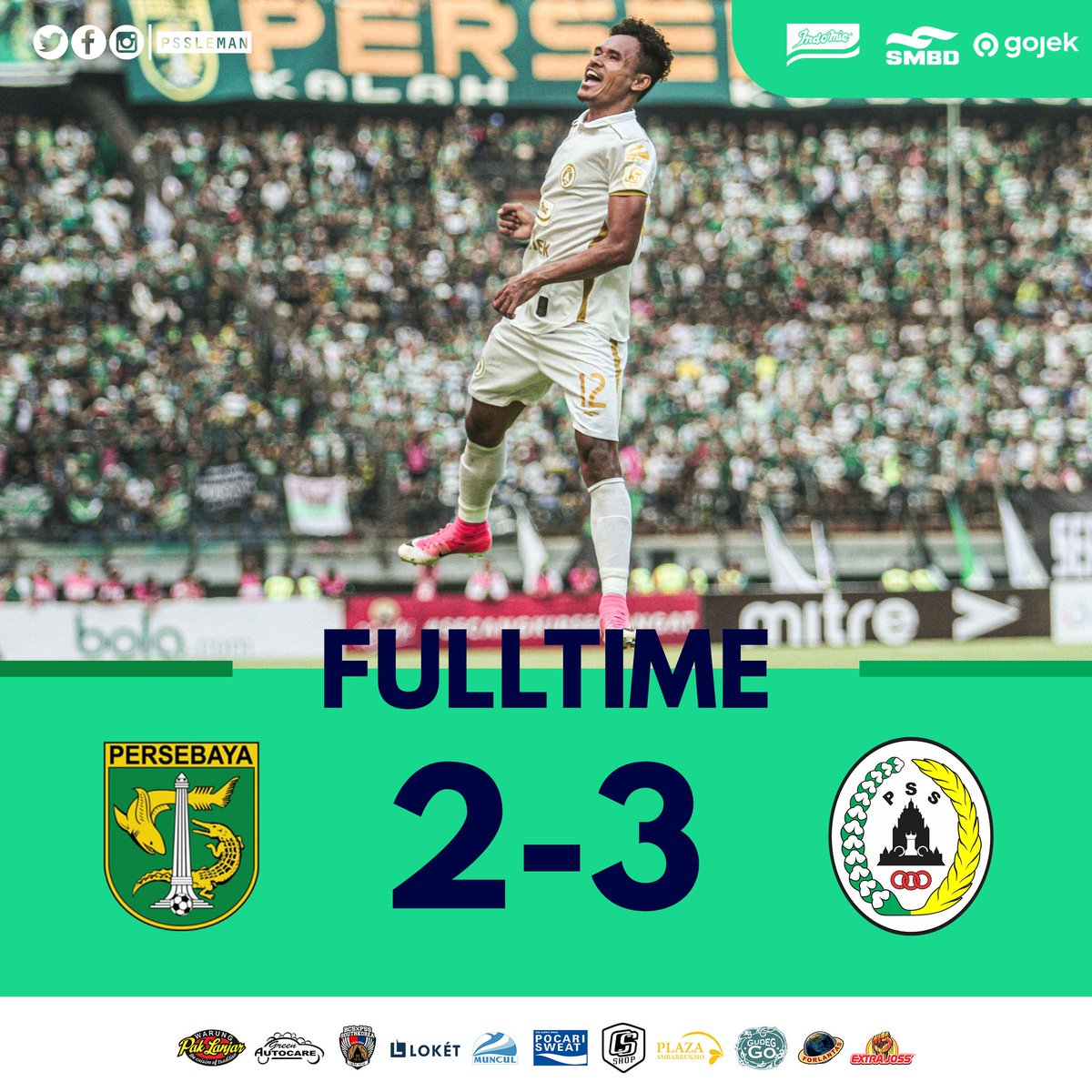 FT: Persebaya 2-3 PSS

Alhamdulillah.

#PSSleman #COSE #ShopeeLiga1 #PSSday