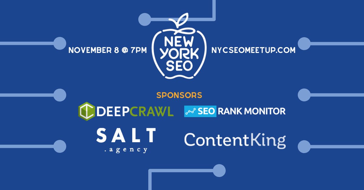 There are 12 tickets left for the #NewYork #SEO #Meetup! 

Details &amp; Registration: nycseomeetup.com

Many thanks to our venue sponsor, <a href="/seorankmonitor/">SeoRankMonitor.com</a> - a great rank tracking tool for both SMEs, agencies, and enterprise-level businesses!