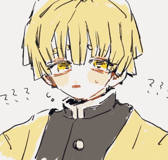 🍳さんがTwitterに投稿した我妻善逸(鬼滅の刃)のイラスト。