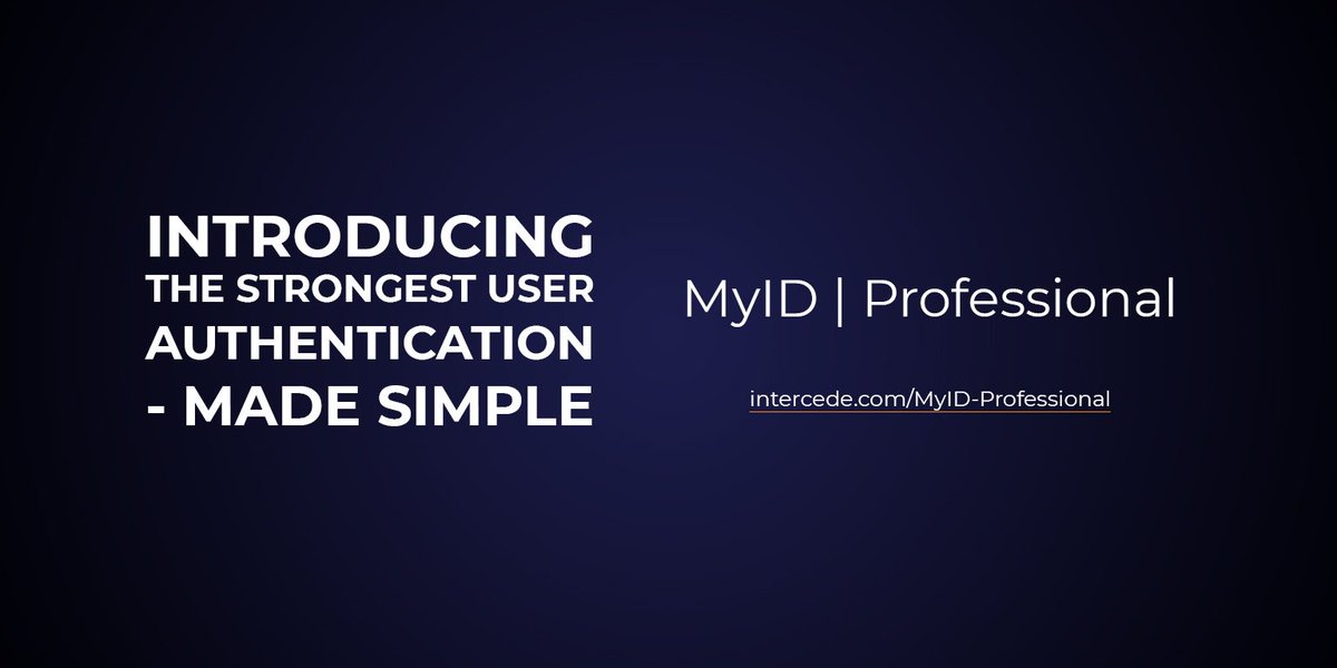 IntercedeMyID's tweet photo. We are excited to launch MyID Professional, a new addition to our MyID software platform that makes strong user authentication simple. Find out more: https://t.co/VCS1hRnNcN #MyID #StrongAuthenticationMadeSimple #2FA #PKI #Cybersecure #StrongAuthentication https://t.co/LrrdJI5yOE