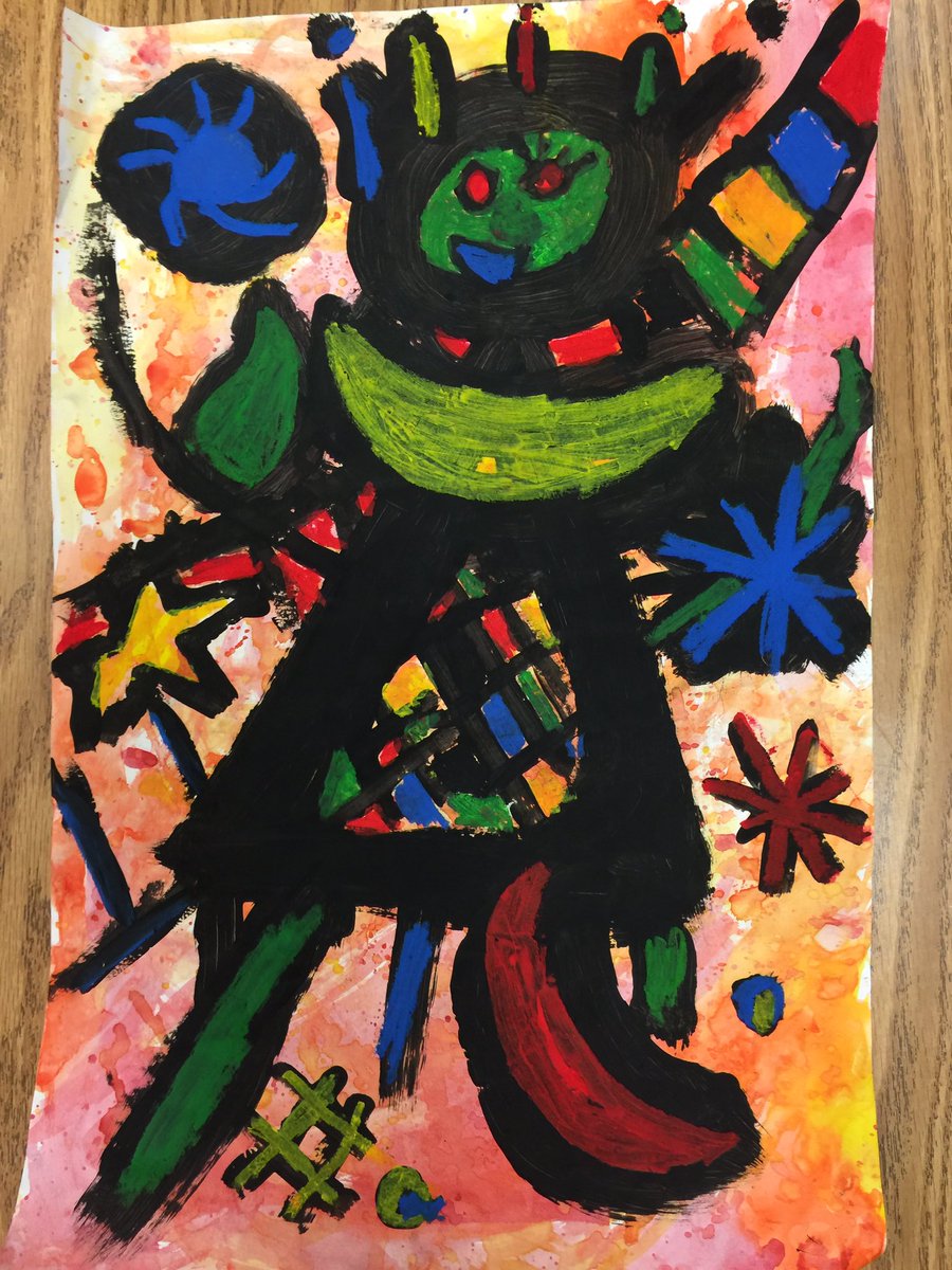 The final product. Miro’ inspired creatures. I love them!! Good job 3rd grade.