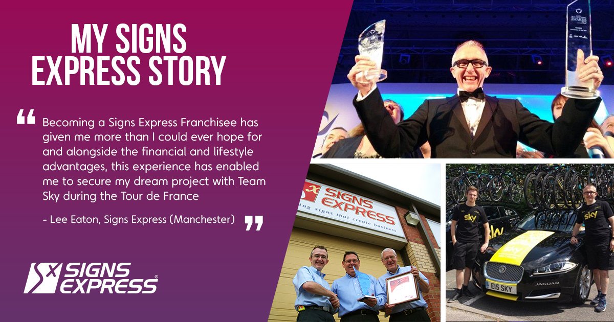 SignFranchising's tweet photo. Experience Financial &amp; Lifestyle Advantages!

If, like Lee, you would like the freedom of running your own business as well as working on exciting projects, find out how to be a Signs Express Franchisee here: https://t.co/bdOpkxs94T #Franchise #Business #BeYourOwnBoss https://t.co/kMr2wuYOmw