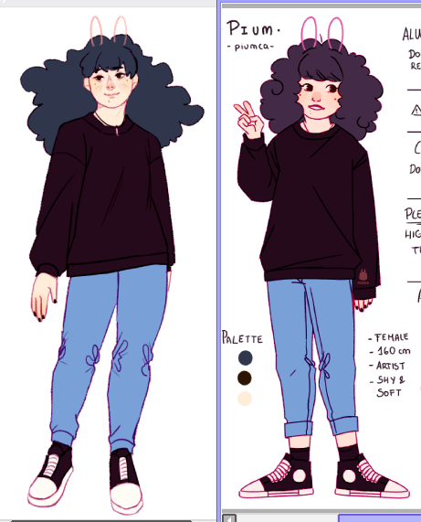 pium_ca's tweet photo. I was messing around and redrew my character. I guess I died inside in the 7 month between these drawings xD but my art looks a bit better (?) lmao https://t.co/llhRp2ZDr0