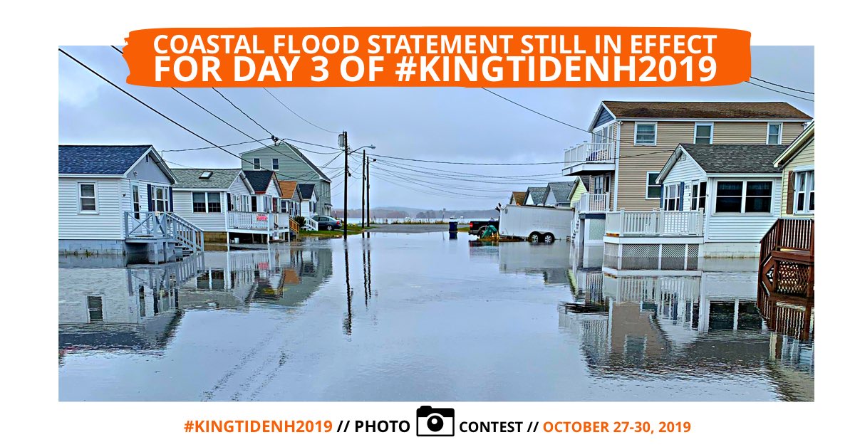 nhcaw's tweet photo. Good morning #SeacoastNH! Today marks DAY 3 of the #KingTideNH2019 photo contest. High tide is expected around 1pm today, so get out there, snap some photos, and tag them with #KingTideNH2019. Please read official contest rules before entering to win: https://t.co/b9UYvooxnY https://t.co/bKlLIjBan4