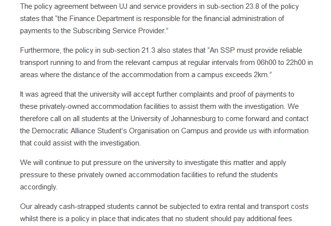 DASOUJ's tweet photo. DA Gauteng Provincial Parliament Media release on behalf of DASO UJ, Calling the University of Johannesburg to intervene on Top ups (Multimillion rand fraud). Media Enquiries: @ThabisoLima (Branch Chairperson) &amp; Crezane Bosch (MPL). https://t.co/E2ERN9uqdY