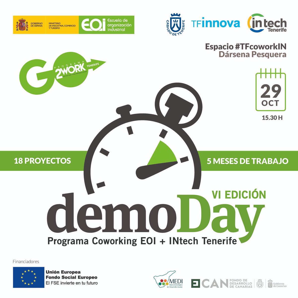 ¿Quieres conocer los 18 proyectos que presentarán esta tarde en el #DemoDay del Programa #Coworking de <a href="/eoi/">EOI</a> e @INtechTenerife?

¡Te esperamos!

🗓️29 octubre
📍#TFcoworkIN
🕞15.30h

Estos son los proyectos⬇️