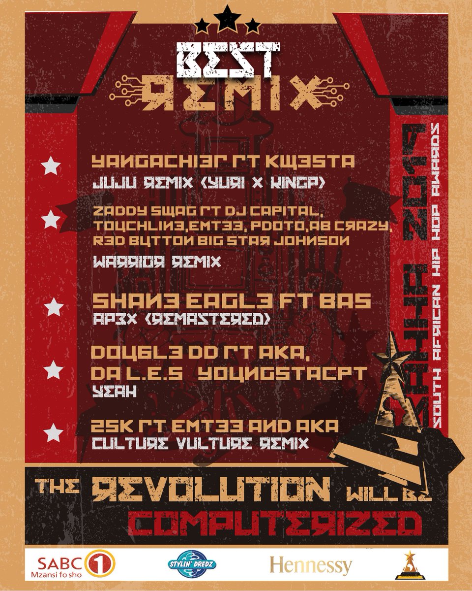 SA_HipHopAwards's tweet photo. Your #SAHHA2019 nominees for the Best Remix are: https://t.co/lNoIyplvPF