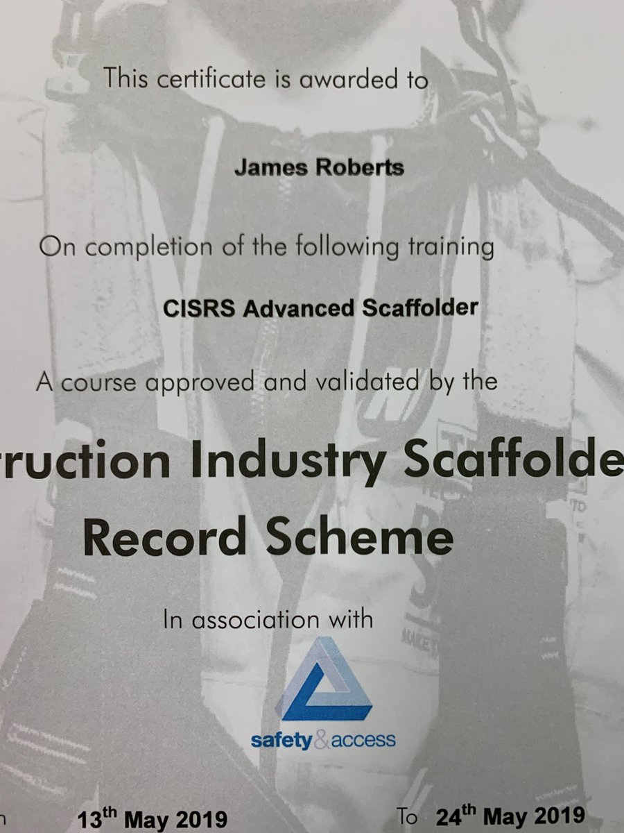 dangle20162160's tweet photo. CONGRATULATIONS to James Roberts on becoming CISRS trained advanced scaffolder , top job . @Safetyaccess @Scaff_Serv_Ltd @Mw5205Warren https://t.co/wTD5zStFtB