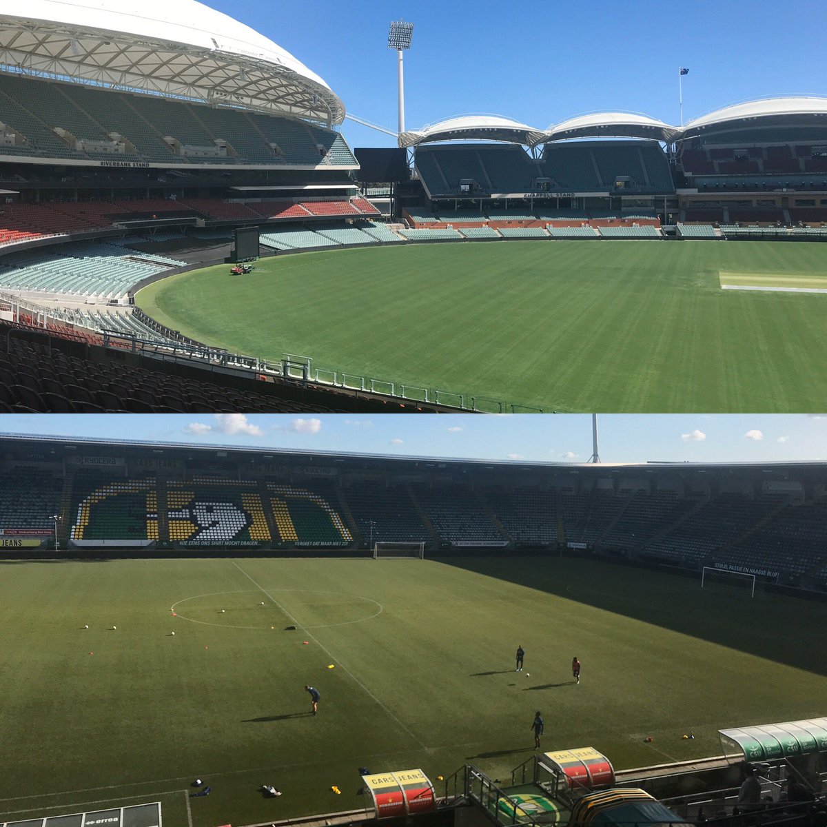 Vorige week gaf ik een presentatie in de #AdelaideOval vandaag geef ik een workshop in het #ADO stadion. Zoek de verschillen #kennisdelen