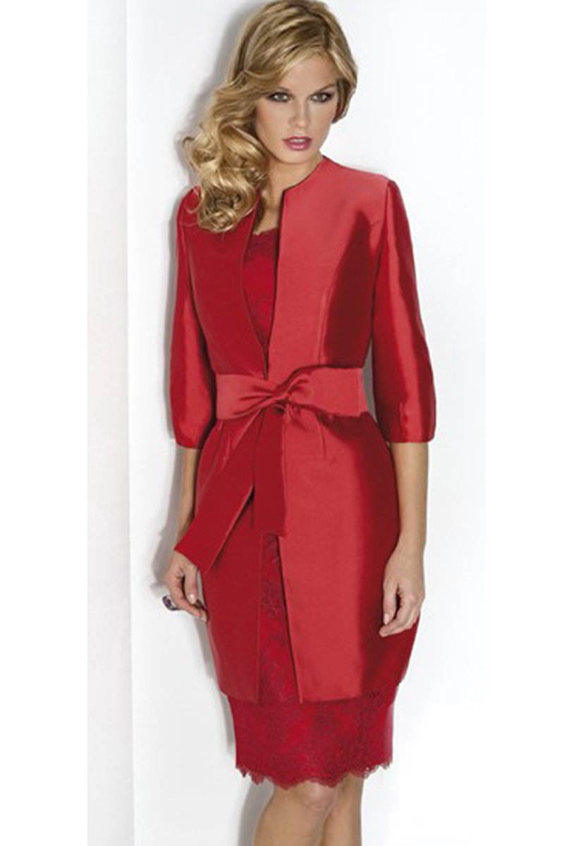 A gorgeous Christmas look from #Cabotine, this red dress'n'coat will have you looking extra festive! Pair with sparkly earrings and you'll be ready. #MotherOfTheBride #MotherOfTheGroom #GoodbuyJourdan