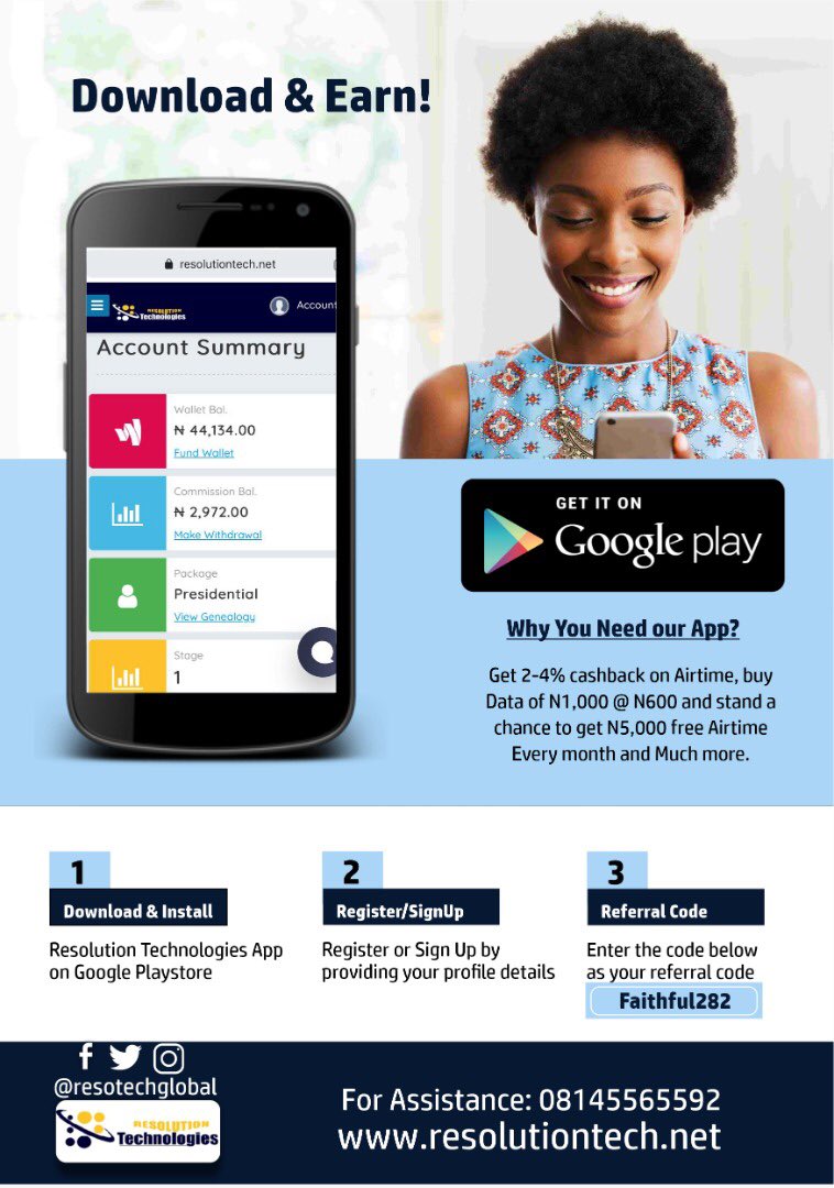 resotechglobal's tweet photo. Get 2-4% cashback on Airtime, buy Data of N1,000 @ N600 and stand a chance to get N5,000 free Airtime Every month and Much more. #telecoms #TeamCuppy #airtime #data #business #internet #blockchain #giveaway #TuesdayThoughts #cashback https://t.co/II9kzUwdly