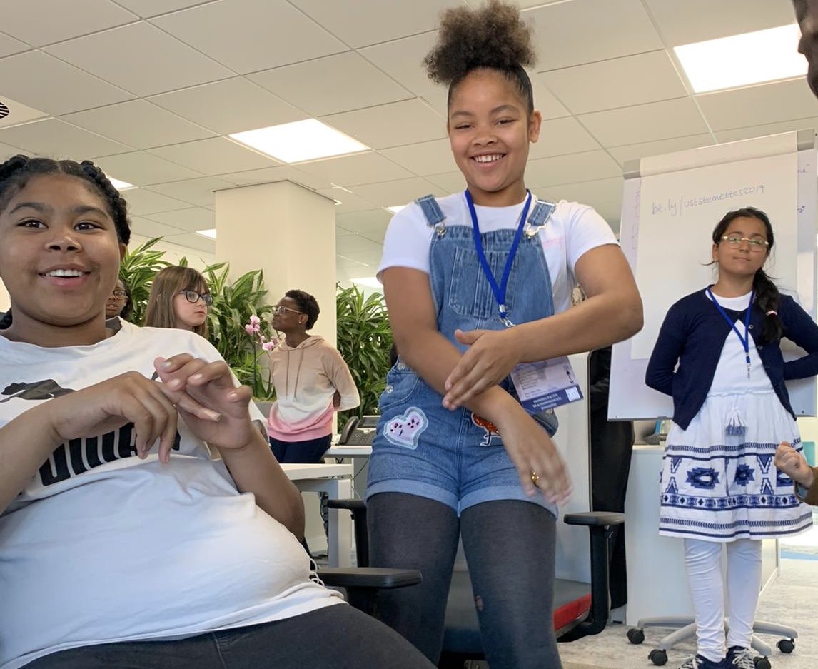 Stemettes's tweet photo. Weโre picking up where we left off yesterday with our sustainable shopping apps. 3, 2, 1, code! Stemettes Hack Leeds @USTGlobal #USTStemettes #GirlsInSTEM https://t.co/0VZJC53J0h