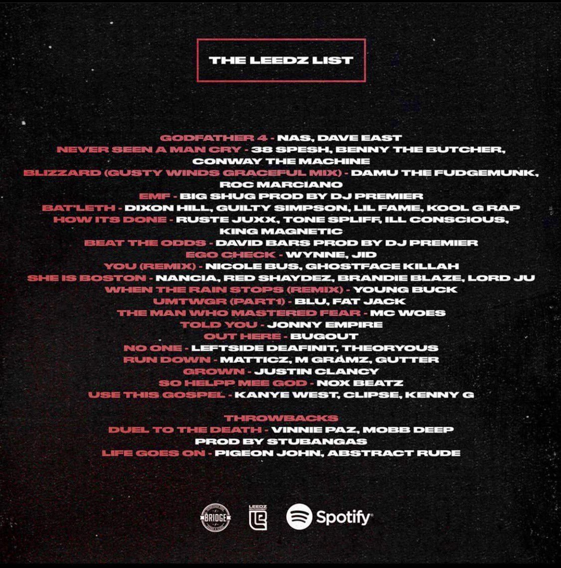 juxtonerecords's tweet image. S/o @leedzedu for adding “Out Here” to the Leedz List! He continues to hold it down for independent hip hop, especially New England based artists and he’s made an enroumois contribution to the culture. Follow the list on Spotify! #salute #realhiphop #leedzlist