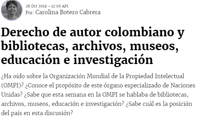 Karisma's tweet photo. ¿Ha oído sobre la Organización Mundial de la Propiedad Intelectual (OMPI)? @WIPO ¿Sabe que en esos días  en la OMPI se hablaba de bibliotecas, archivos, museos, educación e investigación? ¿Cuál es la posición del país en esta discusión? @carobotero explica https://t.co/lHkTQmH0pO https://t.co/82R1nwM43X