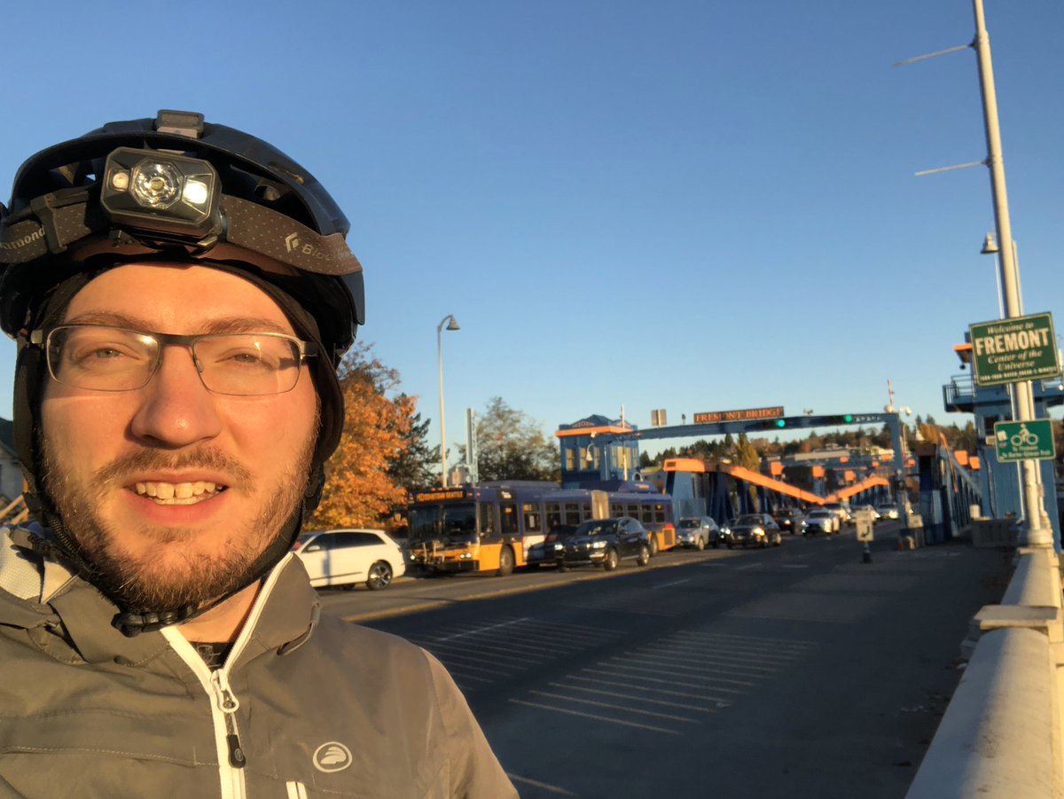 Selfie with Fremont Bridge behind me