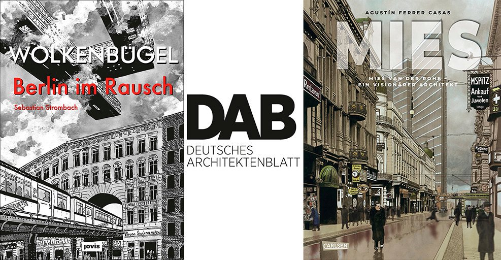 Los #comics #Wolkenbügel de Sebastian Strombach de <a href="/JOVIS_Verlag/">JOVIS Verlag</a> y #MIES de <a href="/grafitoed/">Grafito Editorial</a> y <a href="/carlsen_verlag/">Carlsen Verlag</a> reseñados en el portal #DAB Deustches Architektenblatt
dabonline.de/2019/10/16/gra…

#Mendelsohn #MiesvanderRohe #Berlin #arquitectura #Bauhaus100 #comic #comiclesung #architecture