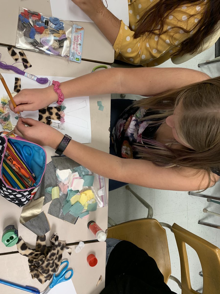 “We’re making ‘simile’ art.  This piece shows different things about me. You’ll know I’m as fast as a cheetah because of this shirt, my hair is as soft as silk because of this fabric and I’m as smart as a 5th grade Einstein because my eyes are dividing signs.” #WeAreMidnapore