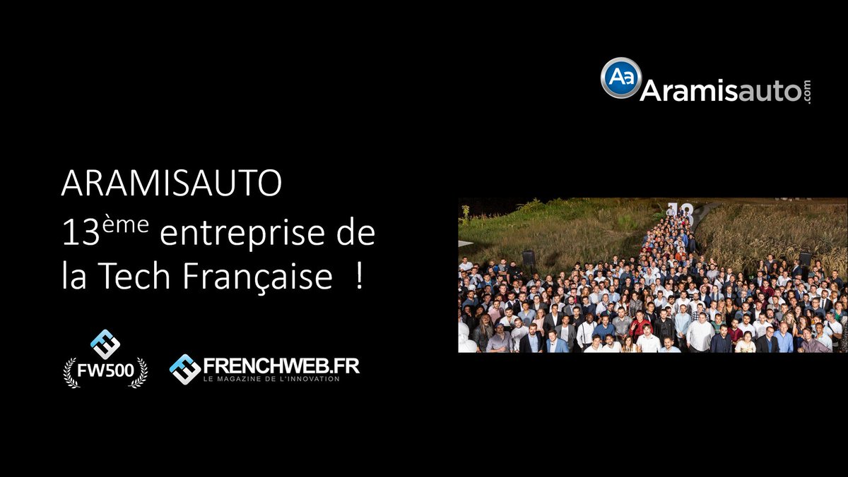 aramisauto's tweet image. Classement des 500 entreprises de la #Techfrançaise 
#FW500 : Aramisauto arrive à la 13ème place ! 
Une belle reconnaissance pour tous nos collaborateurs qui ont contribué à ce succès et un grand merci à nos clients pour leur confiance.
Plus d&apos;infos ici : aram.is/aBoX1