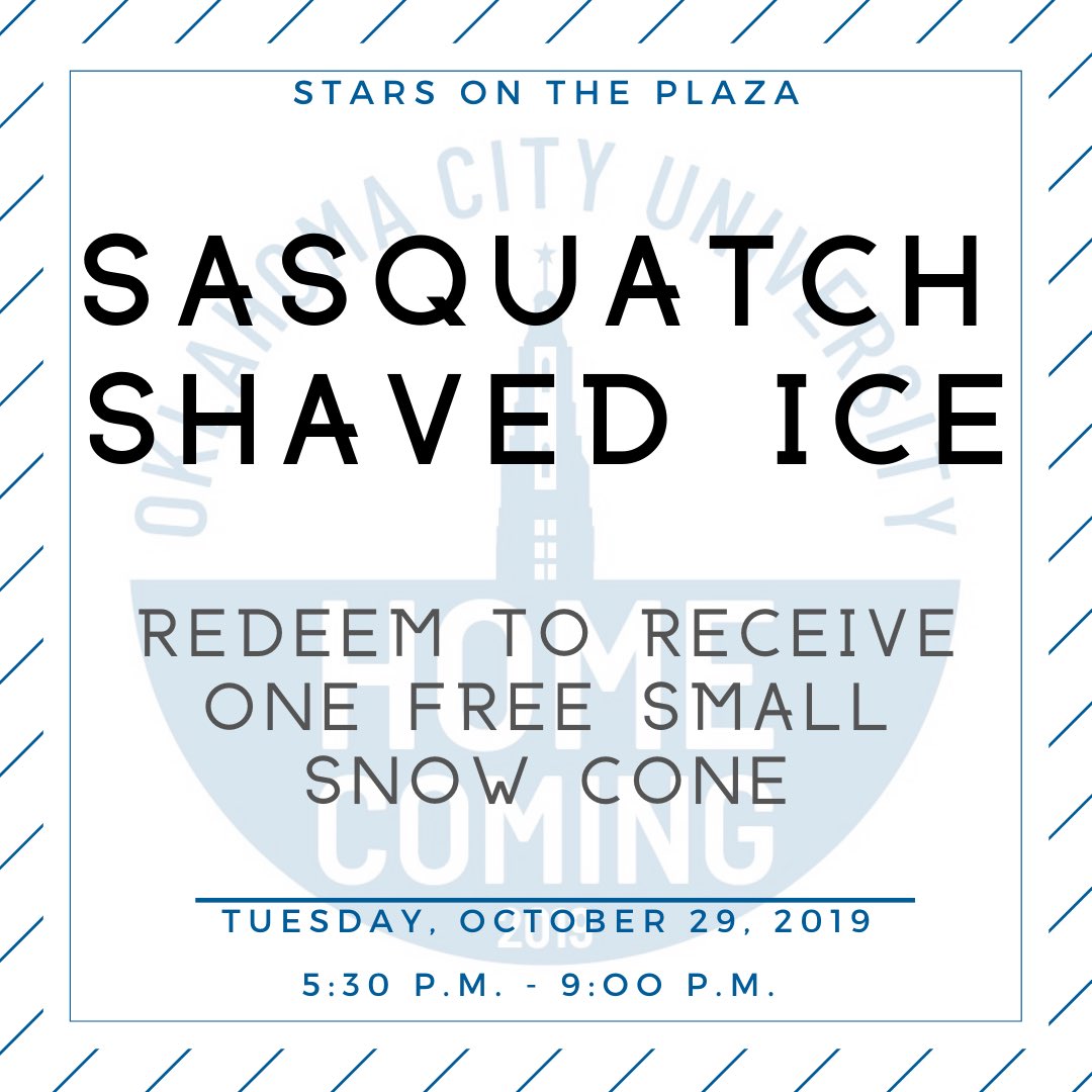 Stars on the Plaza is TONIGHT! All OCU students are welcome to come to the Plaza District from 5:30pm-9pm for FREE FOOD while supplies last!