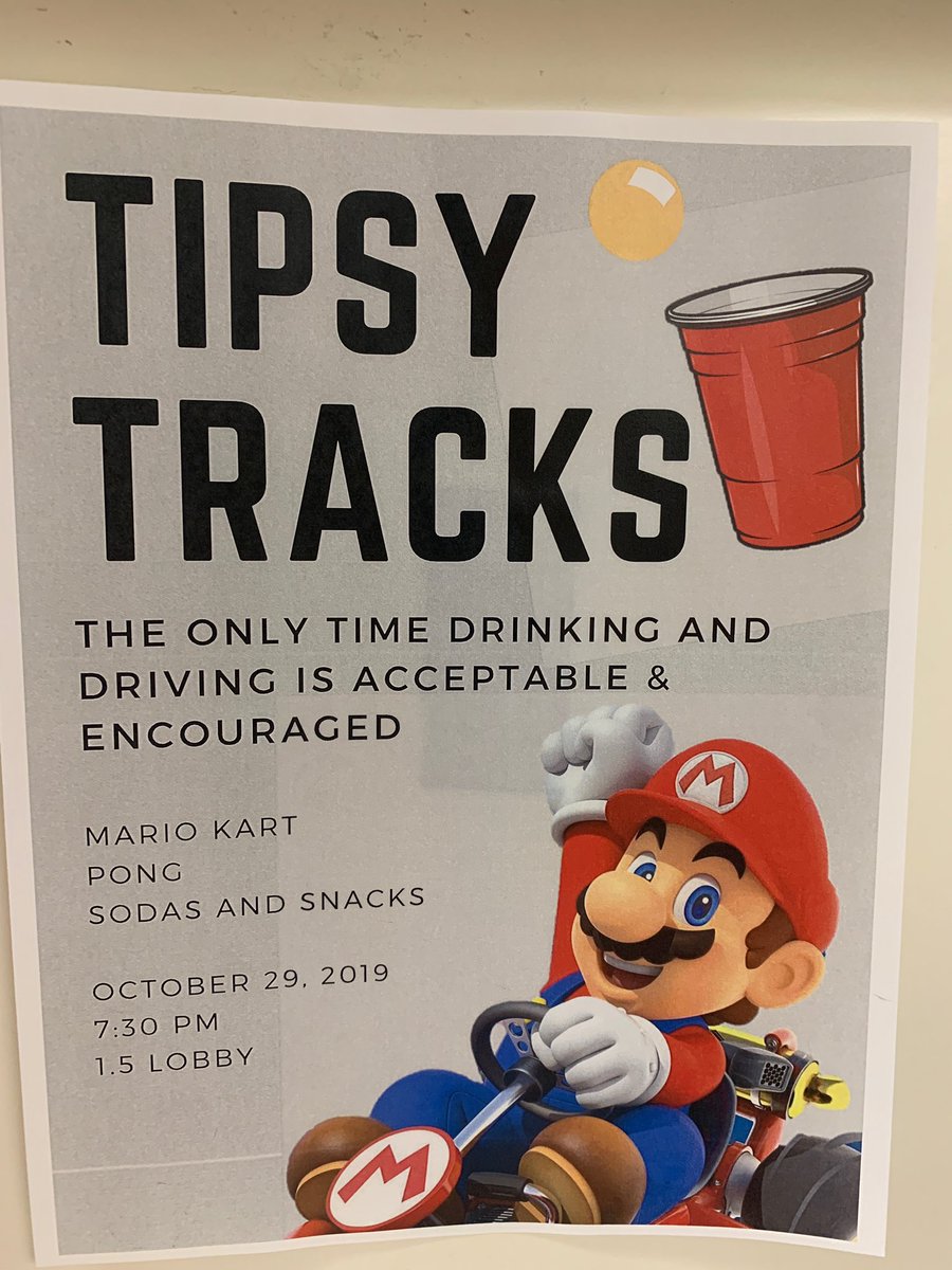 Come out tonight Sterry Stars to our Tipsy Tracks event!! A fun informational about alcohol as a college students. Let’s make a toast 🥂 and have GREAT ATTENDANCE!