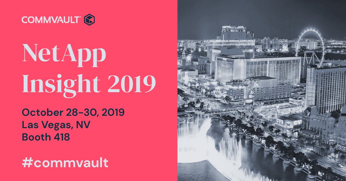 Commvault's tweet image. Are you at #NetAppINSIGHT? Stop by #Commvault booth #418 and learn how to be #dataready! 👍 ow.ly/6diT50wWuqJ