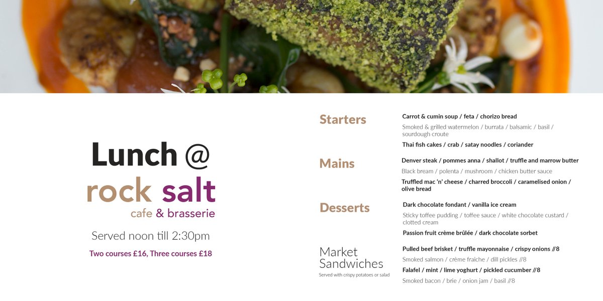 rocksaltcafeuk's tweet image. Will you be gracing us with your presence this week?!
Check out our sample set lunch menu and get yourself booked in!
bit.ly/2XCOa4R 
☎️ 01752 225522
.
#aaguide #michelinguide #lunch #plymouth #goodfood