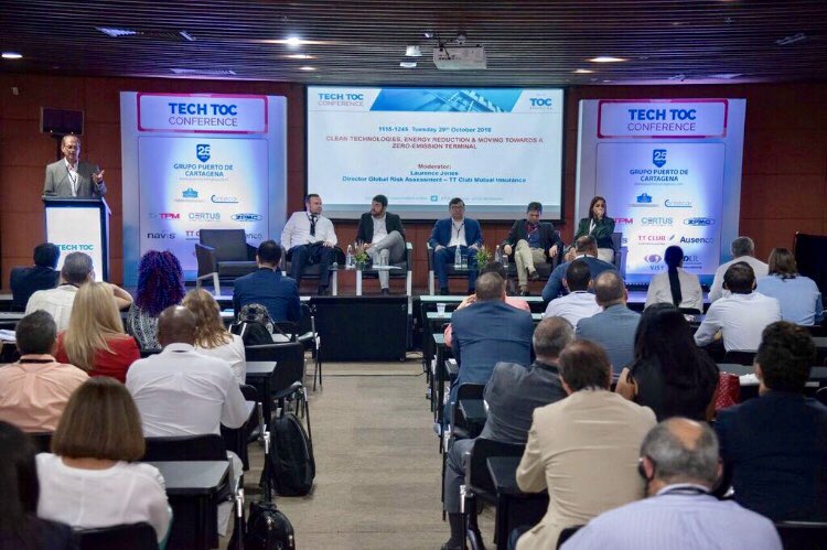 The first #TECHTOC session at #TOCAmericas 2019! @TT_Club @LH_Maritime @AssetVisibility @Kalmarglobal @ABBMarine @siemensindustry discussing Clean Technologies & Energy Reduction