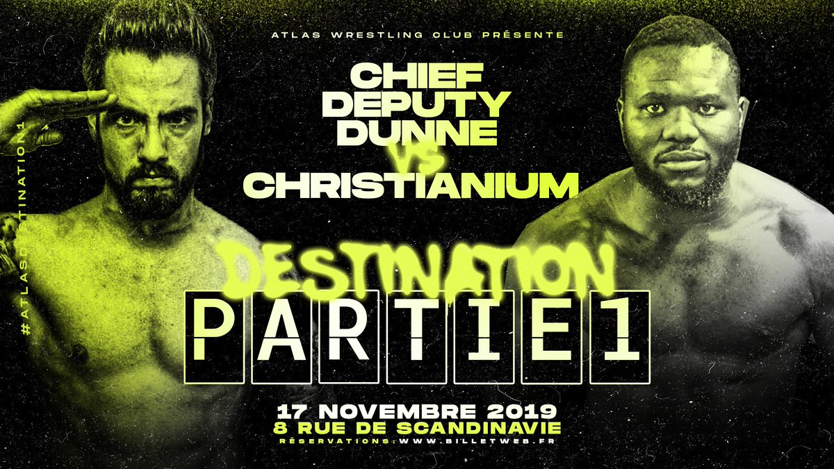 AtlasWrestlingC's tweet photo. ⚠️ Nouveau match pour Destination - Partie I ⚠️
Membre de l'équipe Anti Fun Police, @NoFunDunne fera ses débuts en France et voudra imposer sa loi. Au dernier show, à l'#ATLASACTE2, @christianmvanzi s'est incliné face à Mauro Chaves. Cette fois, finira t-il en prison ? https://t.co/PQQzSgUUXr
