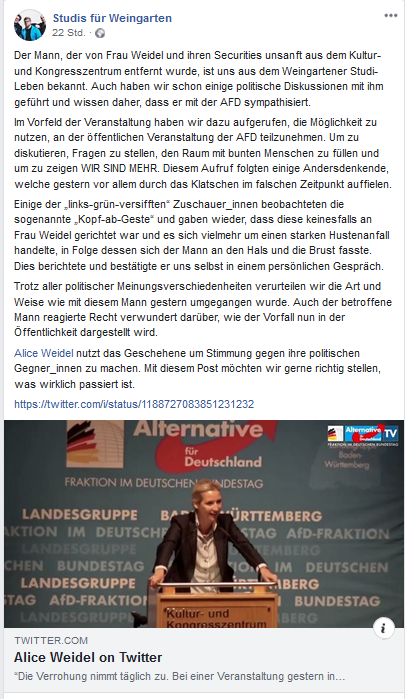 MajTom's tweet photo. #Weidel lässt #AfD-Sympathisanten aus dem Saal werfen!
Frau Weidel hören Sie auf diese blauen Pillen zu nehmen. Am Ende führt das zu weiteren schweren Nebenwirkungen.

#keinenmillimeternachrechts 
#GGUltras https://t.co/KH4Y3U0EHR