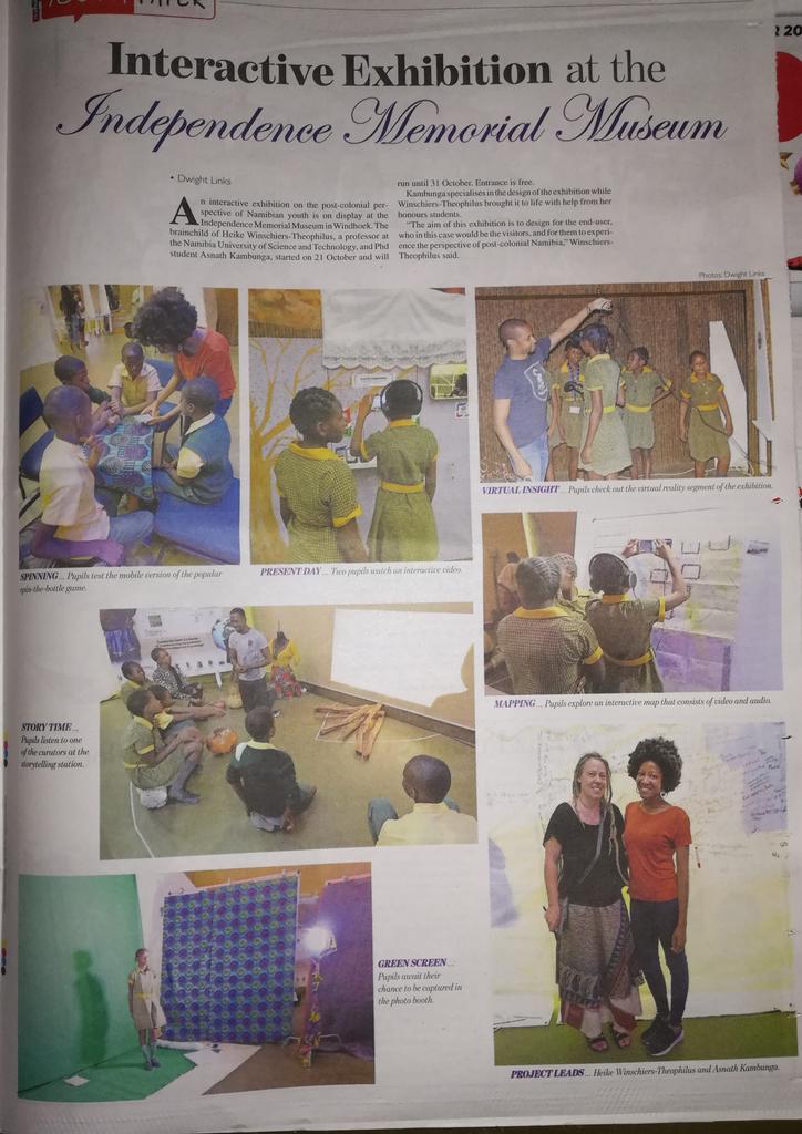 thebornfrees's tweet photo. Today, our exhibition #postcolonialnarratives, @thebornfrees is featured in @TheNamibian youth paper. Thank you The Namibian, and thanks to the kids from People's Primary School for visiting on that specific day https://t.co/uv0EEB77vO