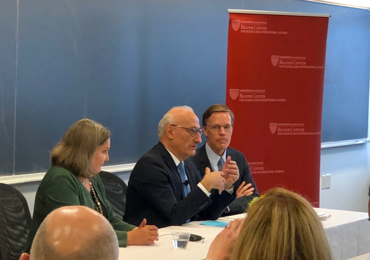 FranceinBoston's tweet photo. An inspiring exchange of views on our Atlantic Alliance @Harvard @Kennedy_School with Amb. @Ph_Etienne &amp; Victoria Nuland moderated by @RNicholasBurns. In presence of @sigmargabriel &amp; Atlantik-Brücke, a truly 🇫🇷🇪🇺🇺🇸 discussion on the different priorities &amp; challenges of Europe &amp;US https://t.co/zqlI8p8BQN