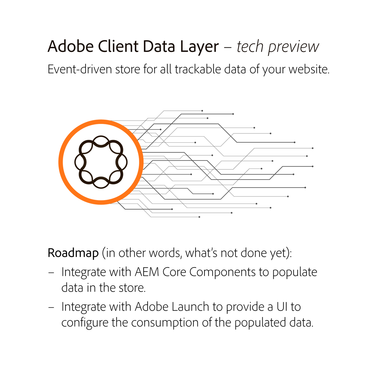 Adobe Client Data Layer – tech preview released (1.0.0-beta.0):
An event-driven store for all trackable data of your site.
github.com/adobe/adobe-cl…

Give us feedback, eg. on this Core Component thread:
groups.google.com/forum/#!topic/…

#Adobe #ExperienceManager #AEM #CoreCmp