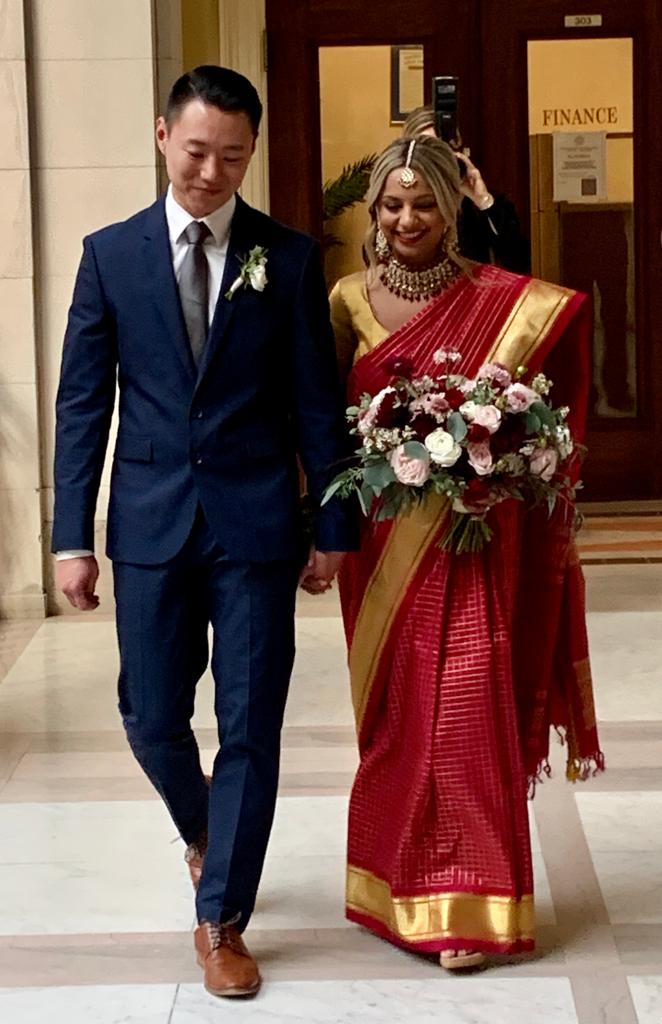 Happy to announce that our  daughter Sameera Nayak got married to her friend of many  years Dr Eric Chu at a civil ceremony at the City Hall, West Hartford. 
Please join me in wishing the young couple a very happy married life. 
#Samsgotchu #wedding