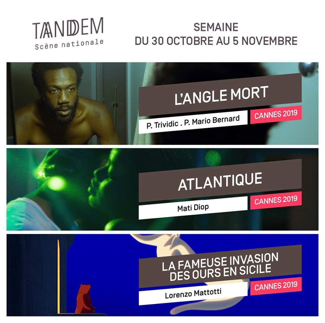 TANDEM_Sn's tweet photo. 🎥[#CINÉMA]🎥
Voici la prog ciné du TANDEM #Douai du 30 oct. au 5 nov. . !  
👉#LAngleMort 
👉#Atlantique 
👉#LaFameuseInvasionDesOursEnSicile

◣+ d'infos : https://t.co/CjJV60pNi1               
#hdf #hautsdefrance https://t.co/MojQTvRb9D