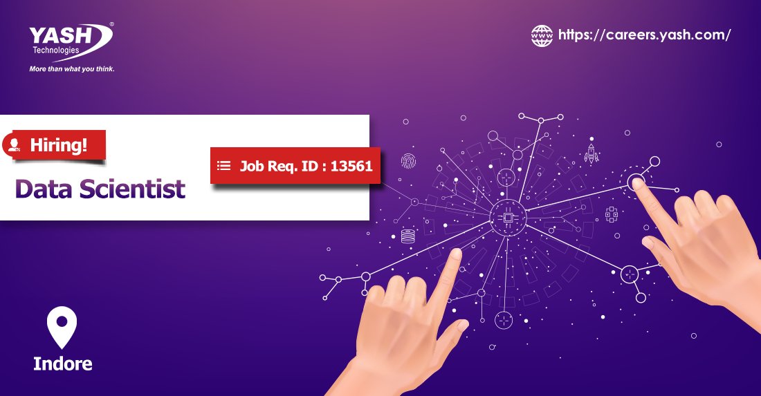 Yashcareers's tweet photo. #Hiring! #DataScientist to #JoinYASH at #Indore.
To apply, visit: https://t.co/QVaoyIOs2z
#Data #DataScience #Analytics #Python #programming #Tableau #cloud #Hadoop #Manufacturing #Jobs #JobSearch #JobOpening #JobOpportunity https://t.co/be7JTY6LU0