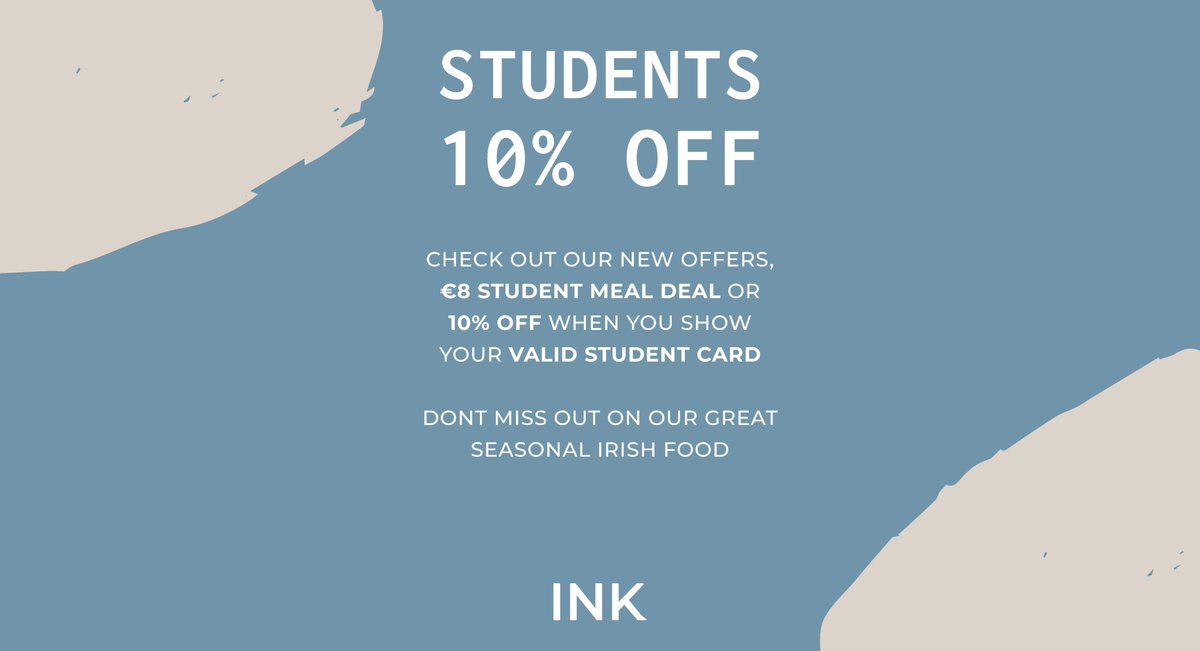 dlrLexIcon's tweet photo. INK café are now offering student discount and student meal deals everyday. There is also a new Winter plant based menu. Make sure to pop in and don't forget your student card when visiting dlr LexIcon! @FoodSpaceIrl

#dlrLexIcon #DunLaoghaire #plantbased #Dublin https://t.co/UCWXpRoRua