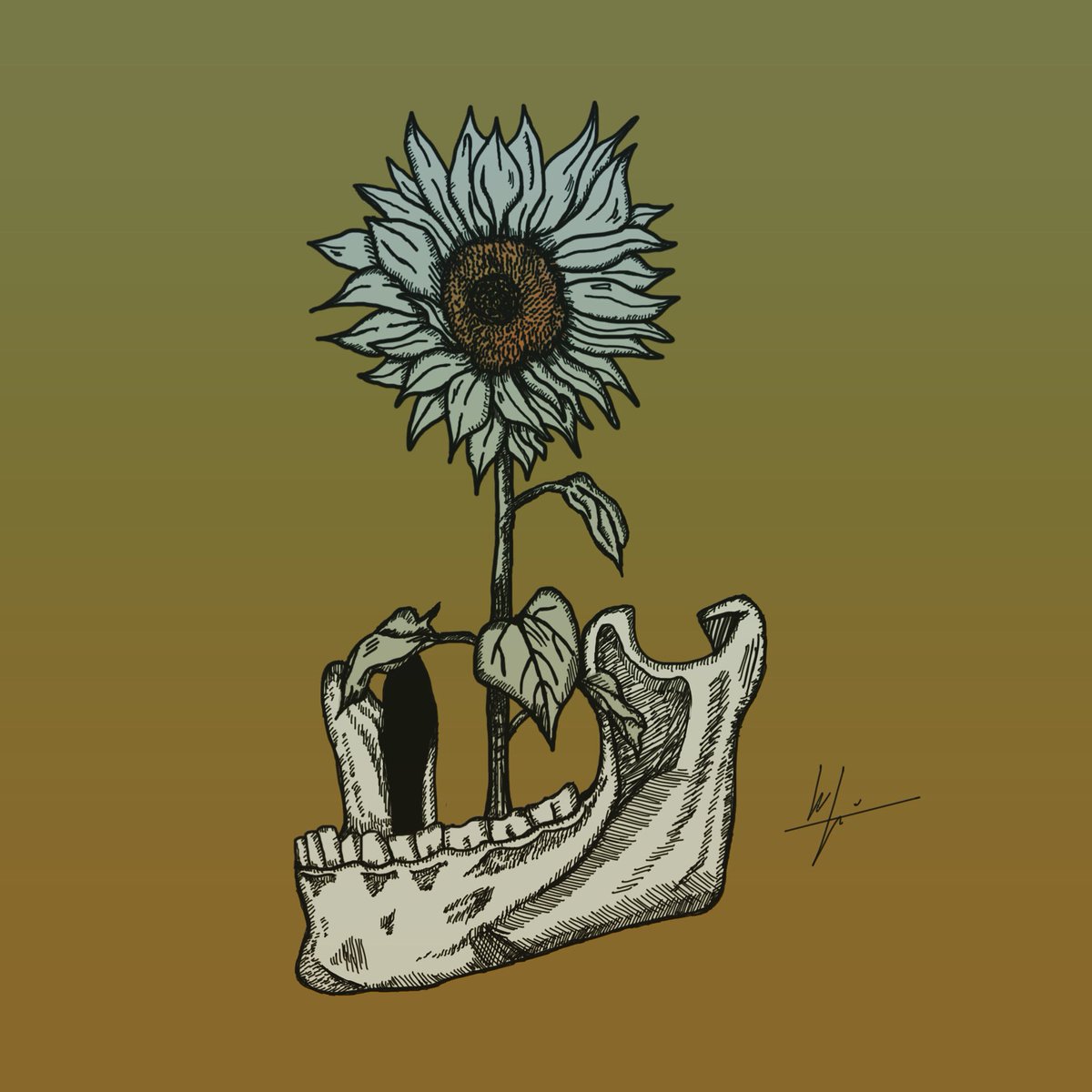 Twitter पर Koji 絵を描きました 大輪の向日葵の花言葉は 偽りの愛