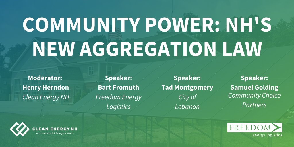 CleanEnergyNH's tweet photo. Curious about Community Power? Register for the #LESConference at https://t.co/a3ixhibjkQ and join our experts from @felpower, City of Lebanon, and Community Choice Partners! Prep with this webinar: https://t.co/dyFB5xmiJk https://t.co/GFc28AOe28