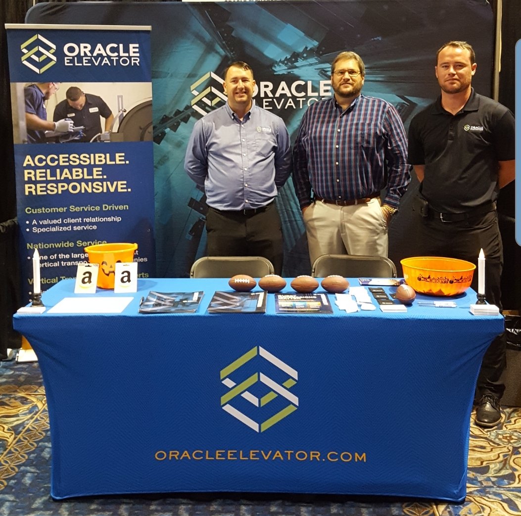 OracleElevator's tweet image. Matt Hobbs, Drew Hannah and Michael D. Ramsby COHC attended the Tampa Bay Condo and HOA Expo to connect with existing and new customers in the Tampa area and spread some Halloween cheer. #oracleelevator