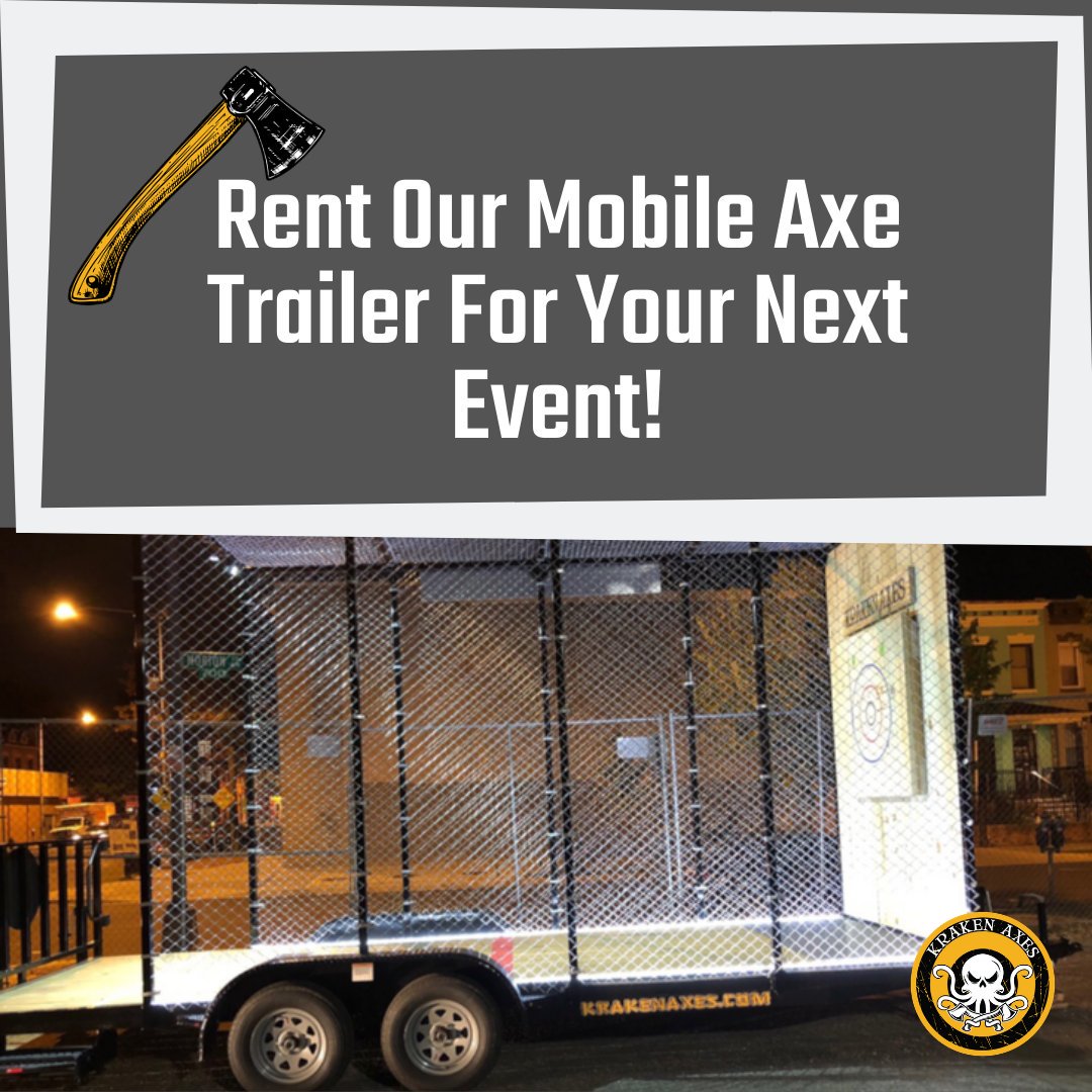 Expkraken's tweet photo. Our Mobile Axe Trailer is the perfect extra touch to any event! Throwing a #HolidayParty? Why not make it EXTRA special? Click here to learn more about our rentals! https://t.co/s2Var3Jteh
#AxeThrowing #DC #DCEvents #DCParties #WashingtonDC #DCHolidayParty https://t.co/65PMtYqgB7