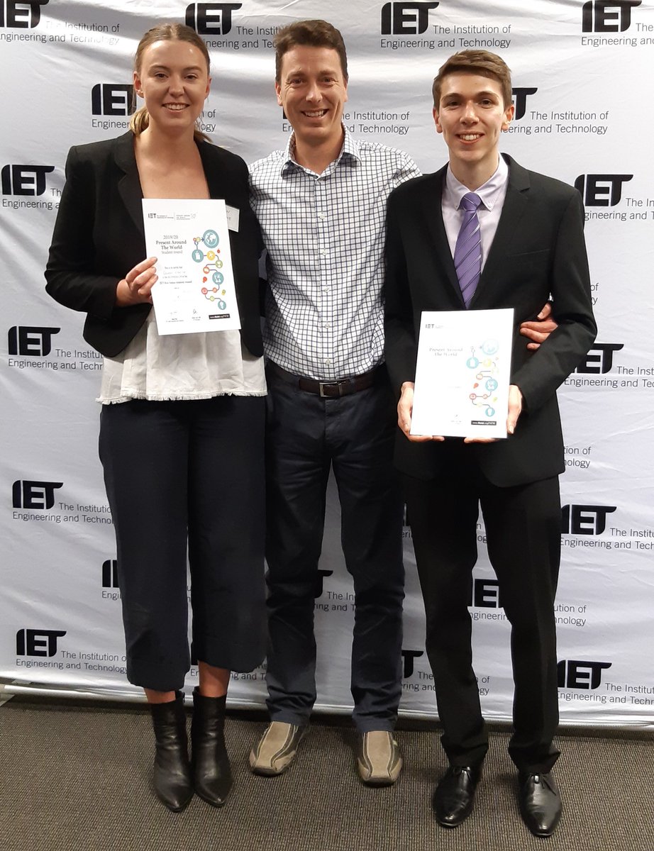 So proud of 2 of my students tonight! @ProfMarkTaylor & @physiokeren co-supervised Lauren, who came runner up tonight in the @TheIET Student Papers Night & @DocJordy co-supervused Thomas, who did a terrific job as well. @Flinders & the @flindersmdri are very proud of you both!