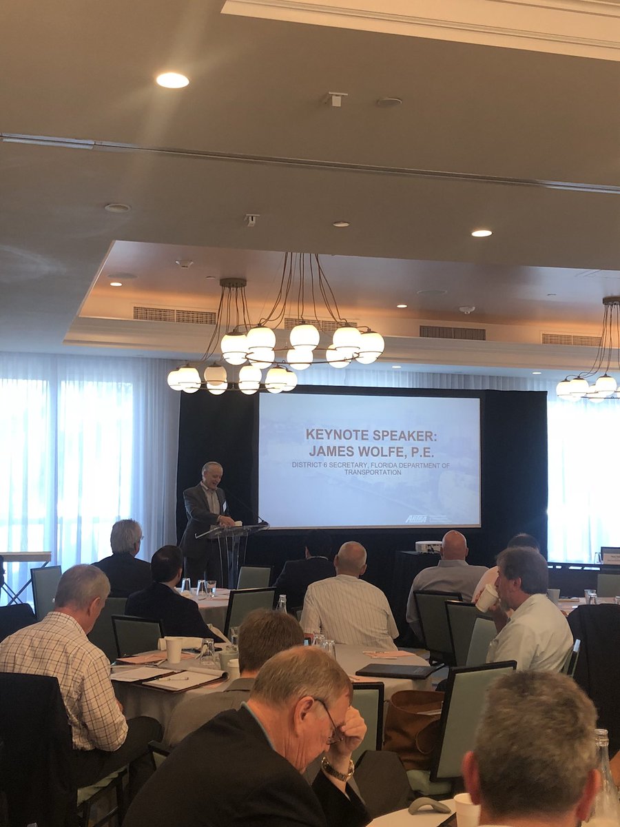 transovationist's tweet photo. Starting the day with keynote speaker, James Wolfe, District 6 Secretary @MyFDOT @ARTBA Southern Regional Meeting #TransOvation https://t.co/Dr5uNLjzpl