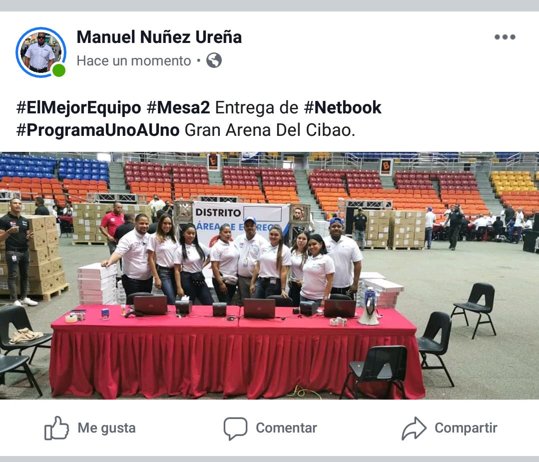 ManuelN57880915's tweet photo. #ElMejorEquipo #Mesa2 Entrega de #Netbook #ProgramaUnoAUno Gran Arena Del Cibao. @josemrs290384 @elizabeth__25m @escarlyn1331 @yamel_rodriguez06 @henriquezmartin @sahely_model @xo__sweet24 https://t.co/sa3PhGUQHm